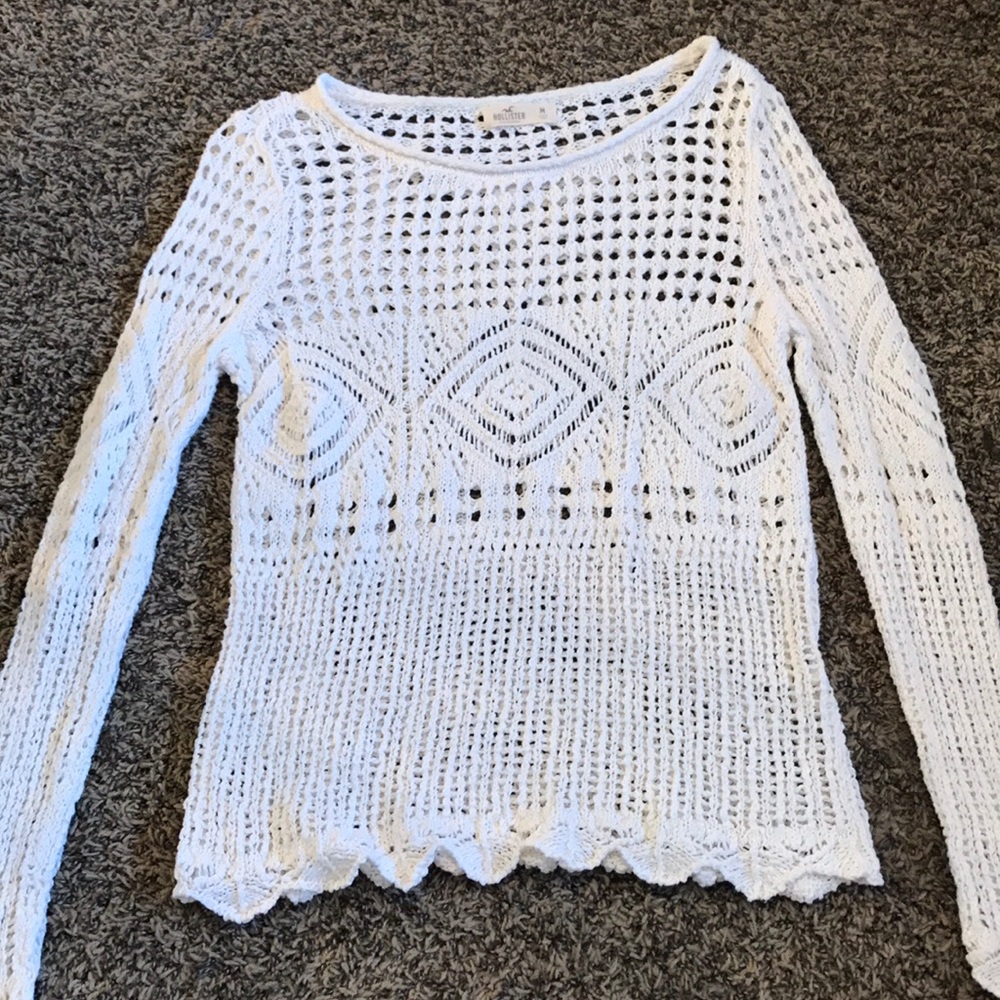 white crochet sweater!